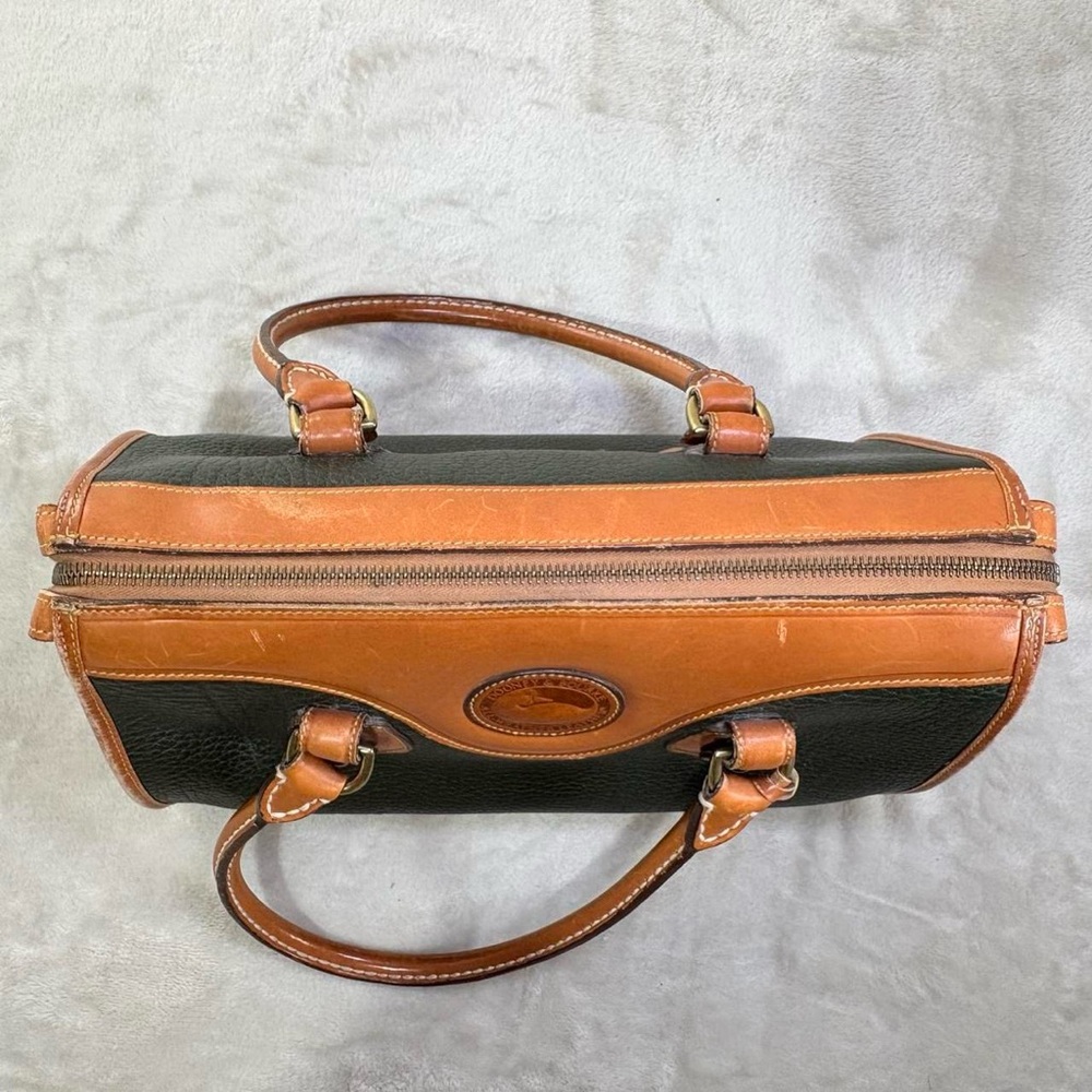 Vintage 90s Dooney & Bourke Green Pebbled All Weather Leather satchel Purse - Picture 6 of 8